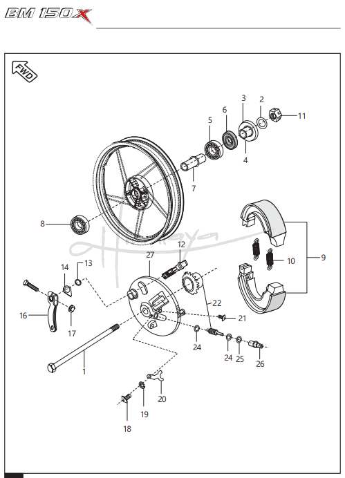 This is an image of Front Hub for Drum Brake - Boxer 150X