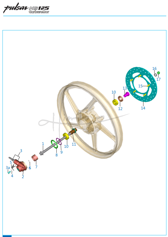 This is an image of Front Hub - Pulsar NS 125