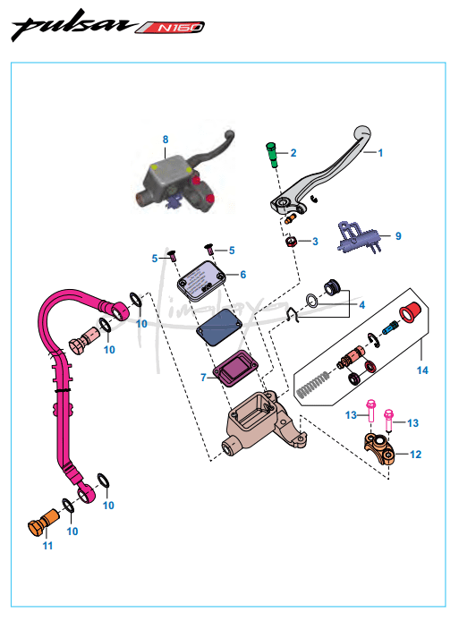 This is an image of Front Master Cylinder Disc Brake - Pulsar N160 Dual ABS
