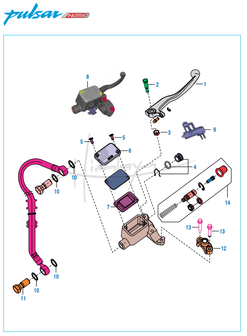 This is an image of Front Master Cylinder Disc Brake - Pulsar N 250