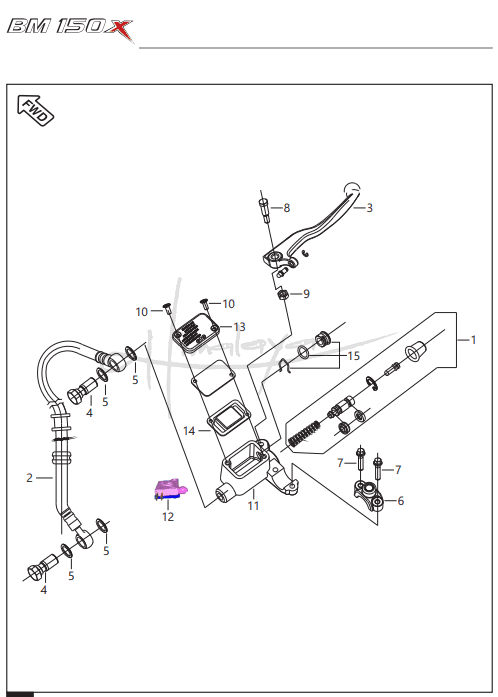 This is an image of Front Master Cylinder - Boxer 150X