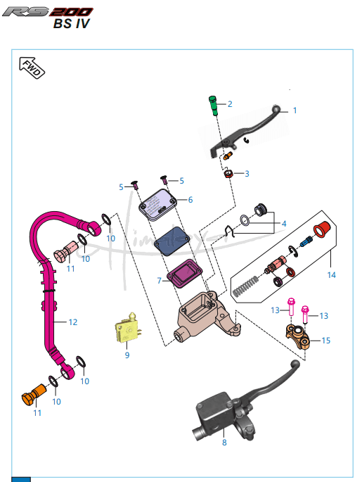 This is an image of Front Master Cylinder - Pulsar RS 200