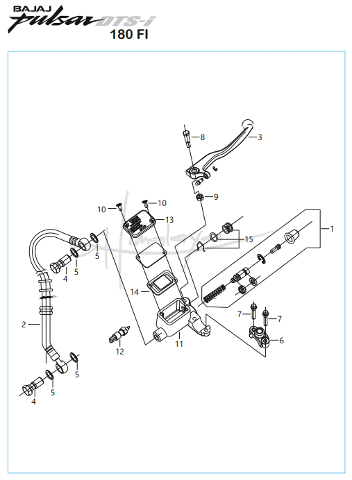 This is an image of Front Master Cylinder - Pulsar 180 FI Neon