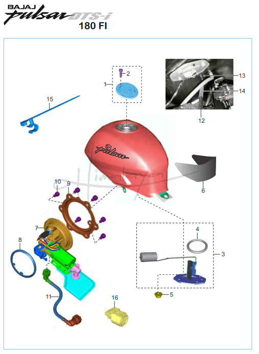 This is an image of Fuel Tank Cap Tank Fuel Gauge Fuel Pump - Pulsar 180
