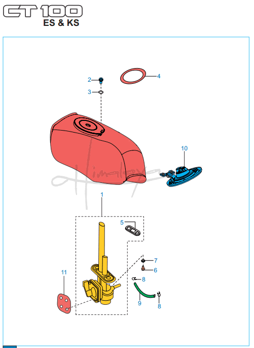 This is an image of Petrol Tank Cap Fuel Cock - Boxer CT 100 KS/ES